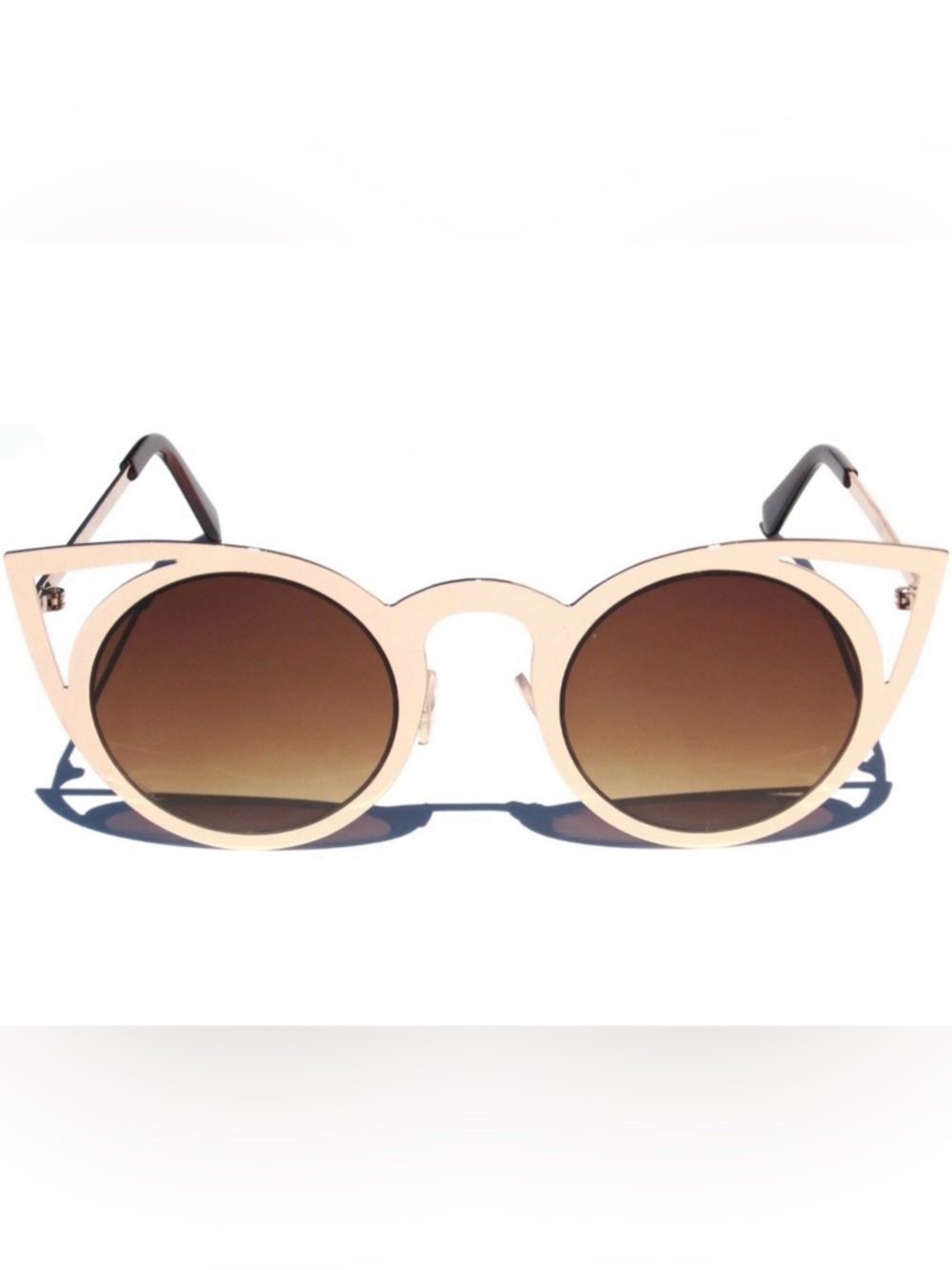 Round Rose Gold Frame Sunglasses with Brown Gradient Lenses